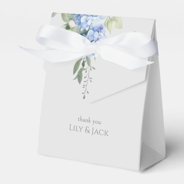 Elegant Floral Blue Hydrangea Event Wedding  Favor Box (Front Side)