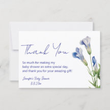 elegant floral blue script baby shower 
