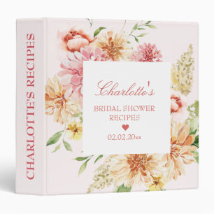  Elegant Floral Blush Peach Bridal Shower Recipe Binder