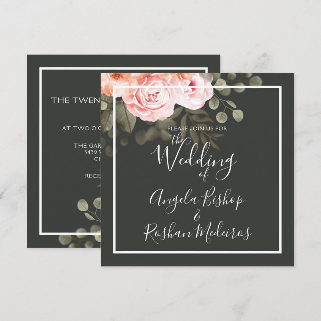 Elegant Floral Blush Pink Botanical Modern Wedding Invitation (Front/Back)
