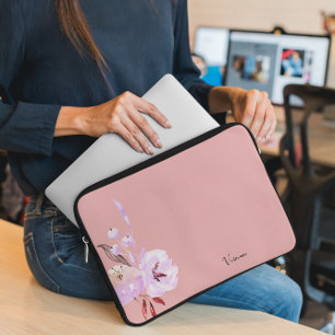 Elegant Floral Blush Pink Laptop Sleeve