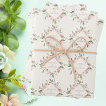 Elegant Floral Blush Pink Peony Monogram Wedding Wrapping Paper Sheet<br><div class="desc">Lovely pink and ivory floral wrapping paper with a beautiful diamond wreath of pretty blush and ivory peonies. This beautiful peony flower wedding gift wrap features the couple's names personalized in the design. Customize this cute wrapping paper for your friends on their special day or use this as a bride...</div>