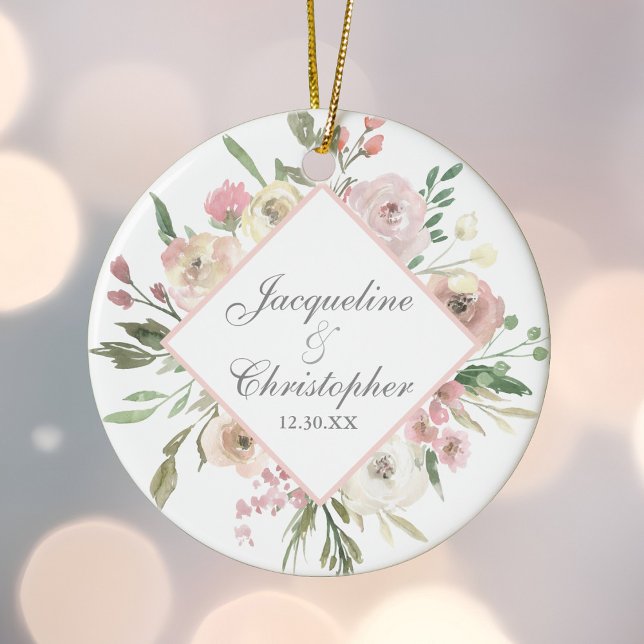 Elegant Floral Blush Pink Peony Wedding Gift Ceramic Ornament (Creator Uploaded)