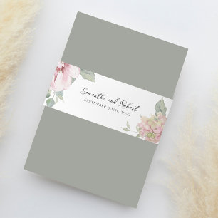 Elegant Floral Blush Pink Watercolor Invitation Belly Band
