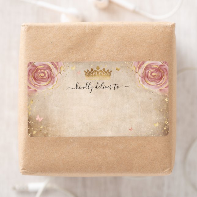 Elégant Floral Blush Rose Gold Crown Livraison (En situation)