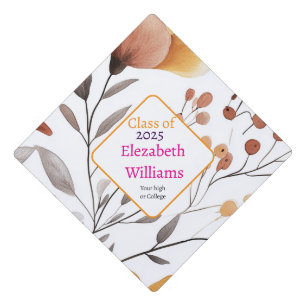 Elegant Floral Boho 2025 Graduation Cap Topper
