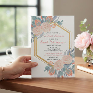 Elegant Floral Boho Bridal Shower Invitation