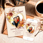 Elegant Floral Boho Fall in Love Photo Wedding Save The Date<br><div class="desc">Announce your love story in a romantic and unforgettable way with the Modern Elegant Boho Floral Heart Fall in Love Photo Wedding Save the Date. This beautifully designed announcement blends modern elegance with soft boho charm, featuring a delicate floral heart frame that surrounds your favorite engagement photo for a warm...</div>