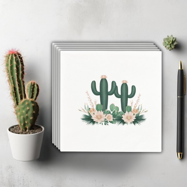 Elegant Floral Boho Modern Cactus Baby Shower Napkin (Creator Uploaded)