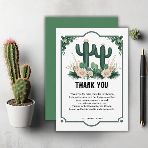 Elegant Floral Boho Modern Cactus Baby Shower Thank You Card