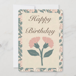 Elégant Floral Bonne carte d'anniversaire