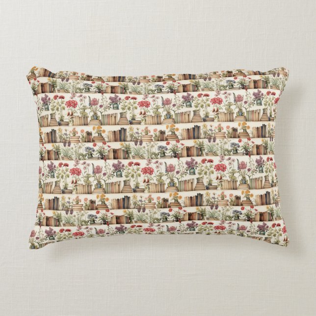Elegant Floral Bookshelf  Accent Pillow (Front)