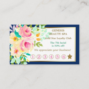 Elegant Floral Border Beauty Spa Loyalty Card