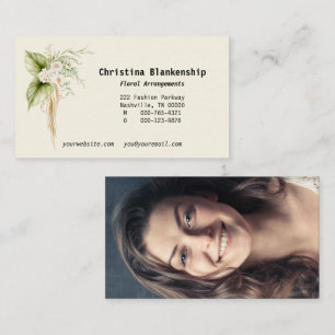 Elegant Floral Border Custom Photo Back Business Card