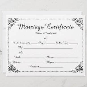 Elegant Floral Border Script Marriage Certificate