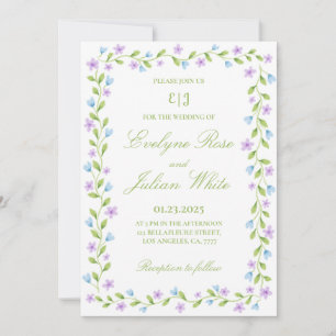 Elegant Floral Border Wedding Invitation