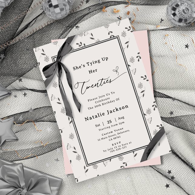 Elegant Floral Botanical Coquette 30th Birthday Invitation (Elegant Floral Botanical Coquette 30th Birthday Invitation)