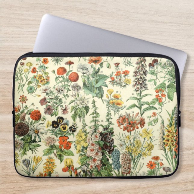 Elegant Floral Botanical Flowers Laptop Sleeve (Creator Uploaded)