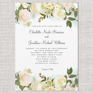 Elegant Floral Botanical Greenery Leaves Wedding Invitation