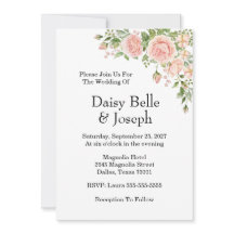 Elegant Floral Botanical Rose Pink Wedding