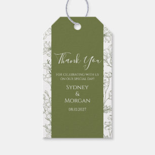Elegant Floral Botanical Sage Green Wedding  Gift Tags