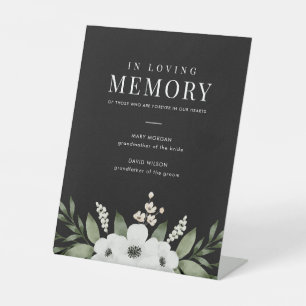 Elegant Floral Botanical Wedding In Loving Memory Pedestal Sign