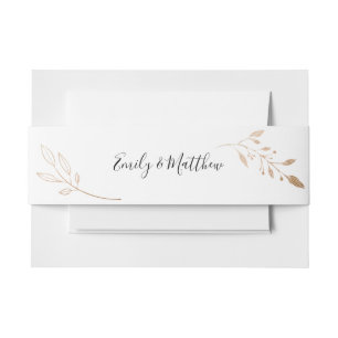 Elegant Floral Botaniqe Gold Foil Wedding Invitation Belly Band