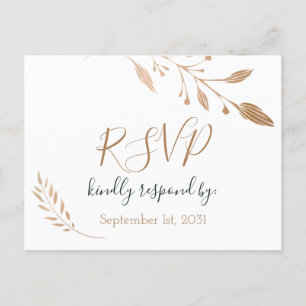 Elegant Floral Botaniqe Gold Foil Wedding Postcard