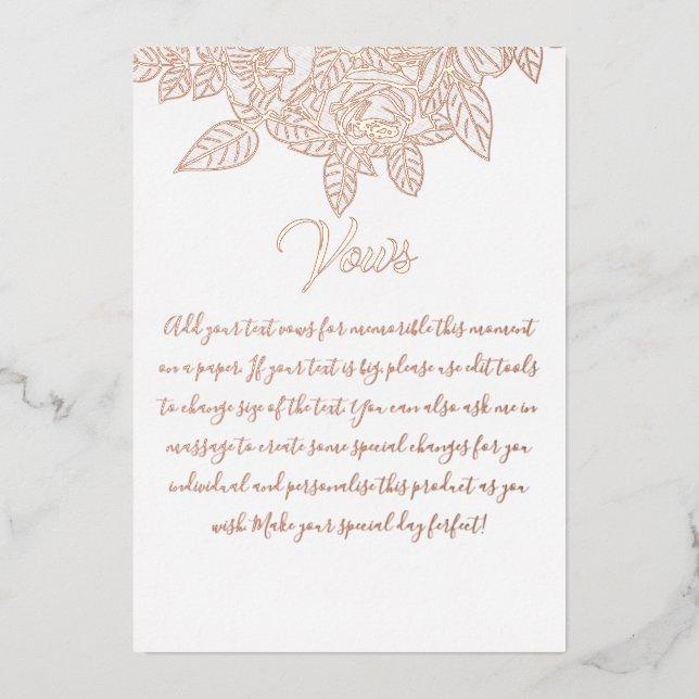 Elegant Floral Botaniqe Gold Foil Wedding Vows (Front)