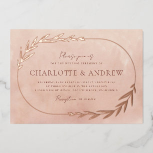 Elegant Floral Bough Gold Foil Wedding Invitation
