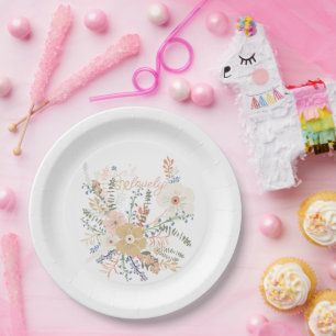 Elegant Floral Bouquet Girly Saying Lovely Paper Plate