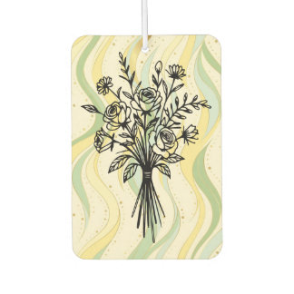 Elegant Floral Bouquet Line Art Air Freshener