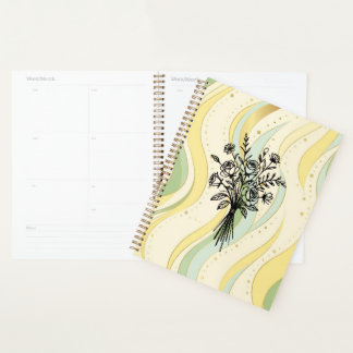 Elegant Floral Bouquet Line Art Planner