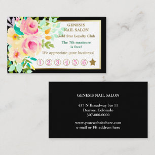 Elegant Floral Bouquet Nail Salon Loyalty Card