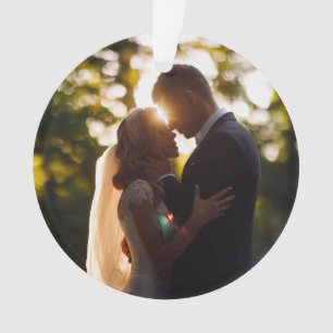 Elegant floral bouquet Newlyweds Wedding Photo Ornament