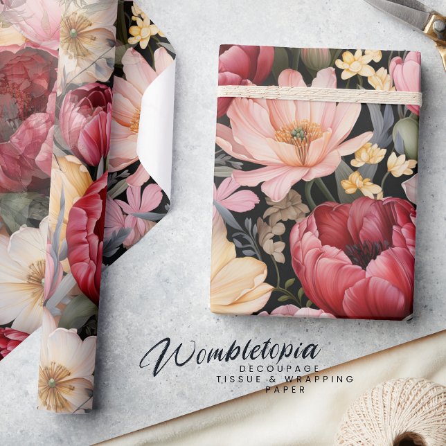 Elegant Floral Bouquet of Tulips & Daisies Pastel Wrapping Paper (Creator Uploaded)
