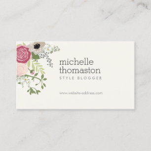 Elegant Floral Bouquet on Ivory Business Card