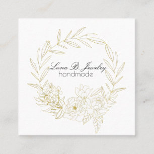 Elegant Floral Bouquet round frame Square Card