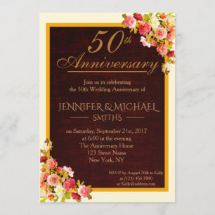 Elegant Floral Bouquet Wedding Anniversary Invite