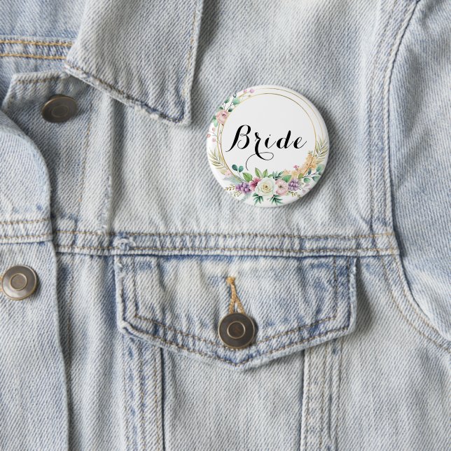 Elegant Floral Bridal Shower Button – Custom Text (In Situ)