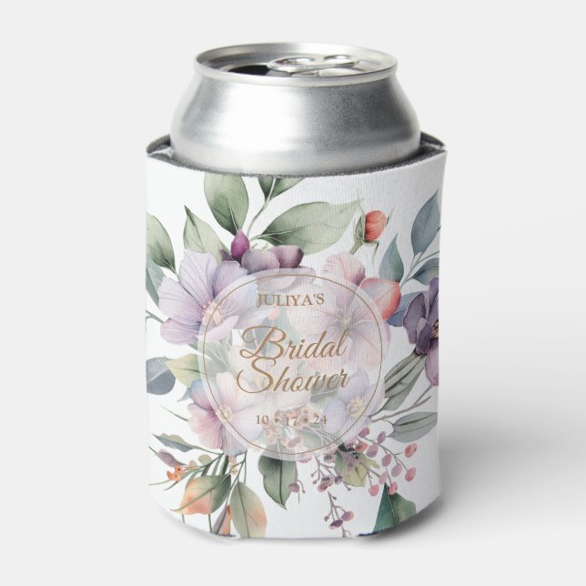 Elegant  floral Bridal Shower Can Cooler (Can Front)