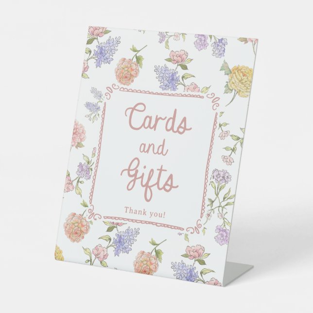 Elegant Floral Bridal Shower Cards and Gifts Sign (Front)
