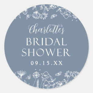 Elegant Floral Bridal Shower  Classic Round Sticker