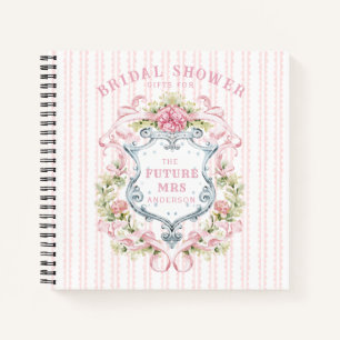 Elegant Floral Bridal Shower Crest Notebook