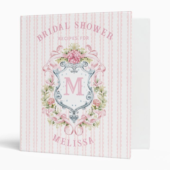 Elegant Floral Bridal Shower Crest | Recipe Binder (Front/Inside)