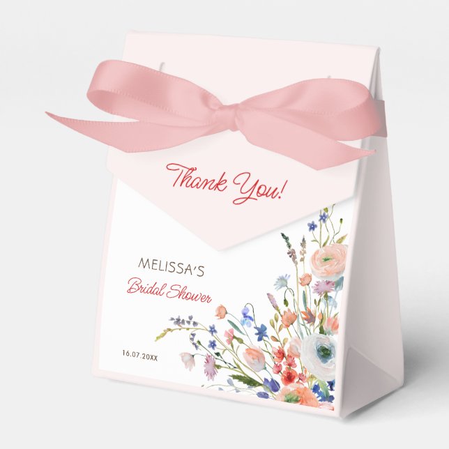 Elegant Floral Bridal Shower Favor Box (Front Side)