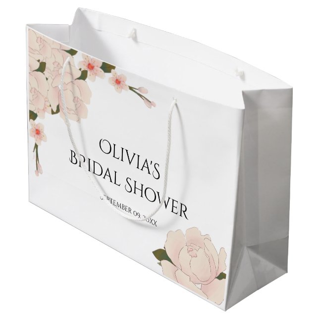 Elegant Floral Bridal Shower Favours Large Gift Ba Large Gift Bag (Back Angled)