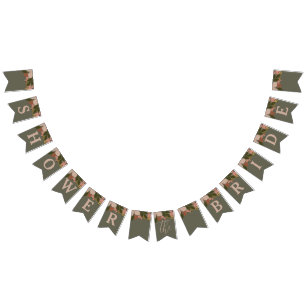 Elegant Floral Bridal Shower Flag Banner