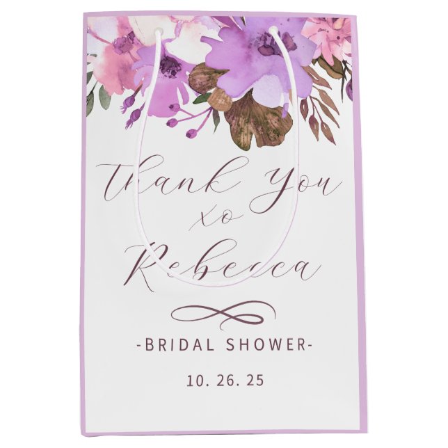 Elegant Floral Bridal Shower Gift Bag (Front)