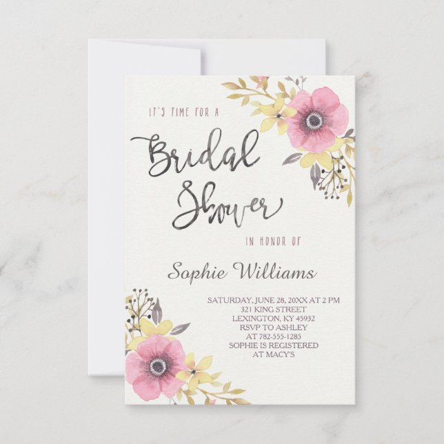Elegant Floral Bridal Shower Invitation (Front)